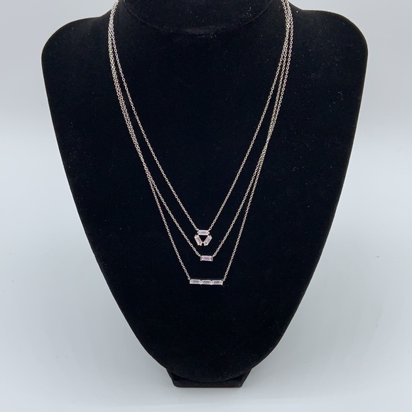 Nordstrom Layered Clear Silver Necklace NWOT - Picture 2 of 3